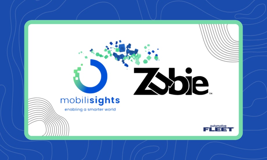 A green, blue, and white graphic with Mobilisights and Zubie logos.