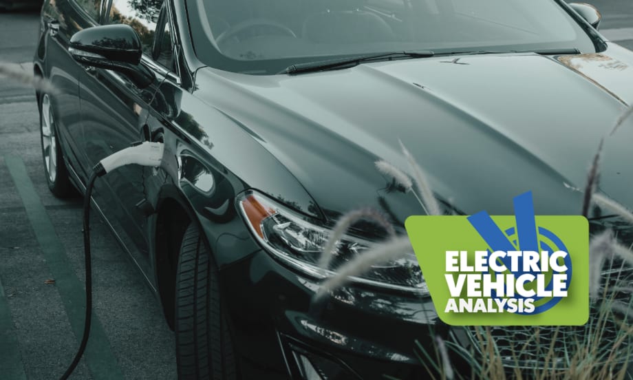 A an EV charging with a Vincentric logo that says "Electric Vehicle Analysis"