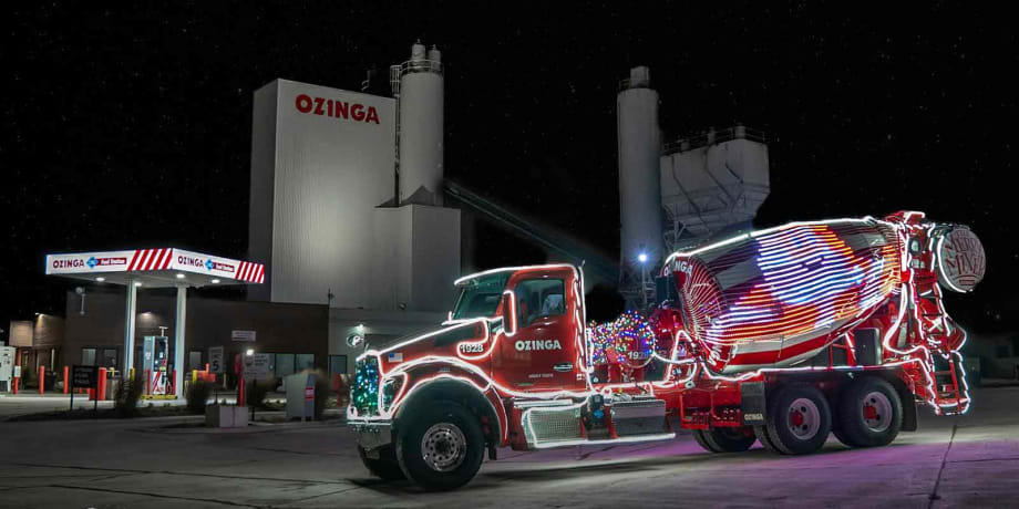 Ozinga's Merry Mixer Truck Lights up the Holidays