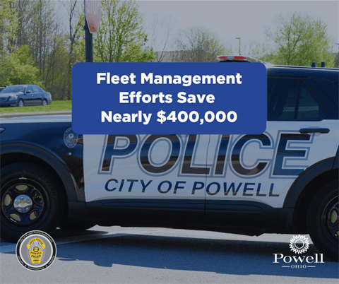 Powell, Ohio police cruiser used to illustrate a city fleet management initiative expected to save nearly $400,000 through updated vehicle replacement planning and data analysis.