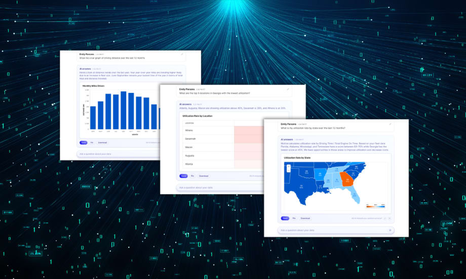 Illustration showing several Motive AI Answers screens