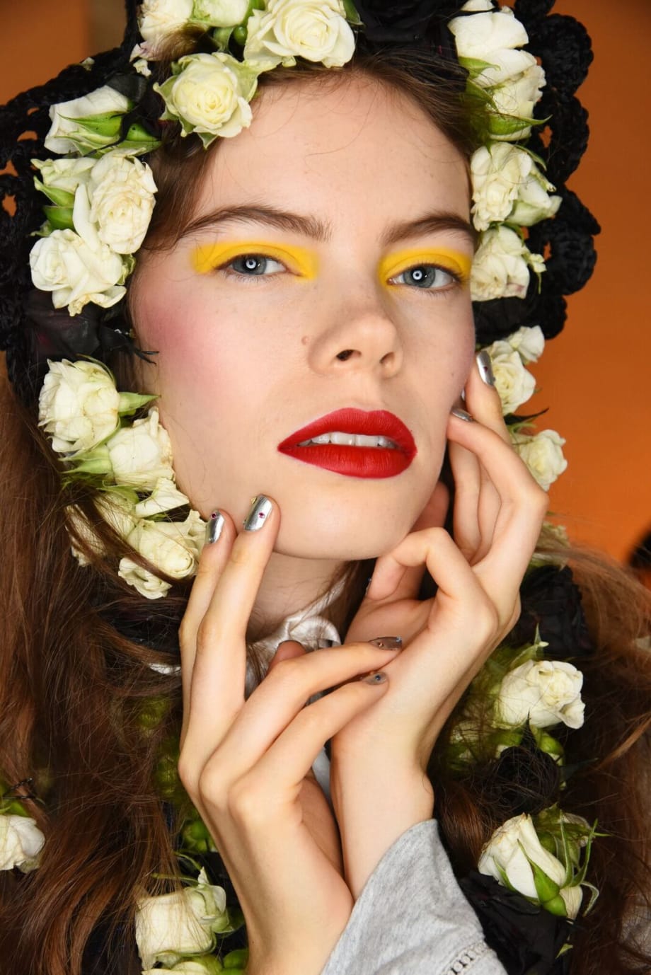 NYFW: Art Deco Metallic Manicures with Crystal Appliqués by Morgan Taylor at Rodarte SS '19