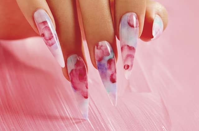Cover Look: Acrylic Watercolor Floral Nails (NAILS Feb. 2015)