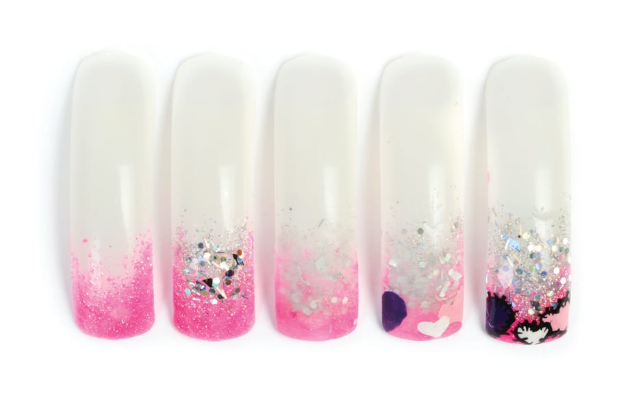 Nail Art Studio Pink Patchwork Hearts