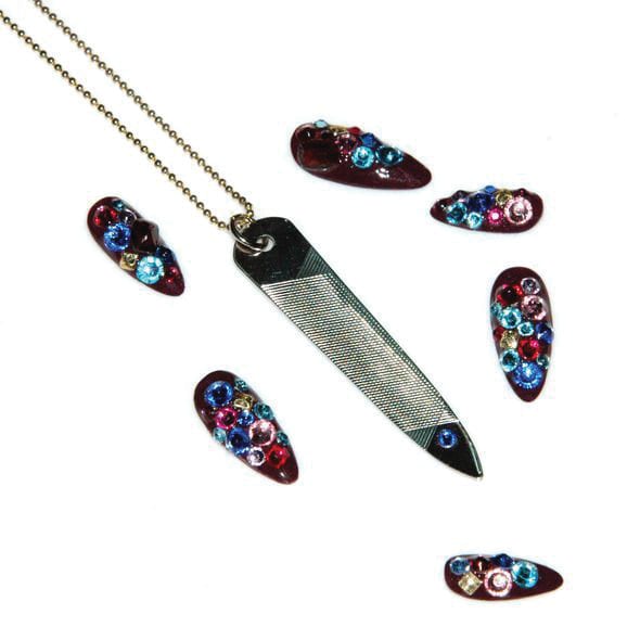 Real Nail File Earrings and Necklace