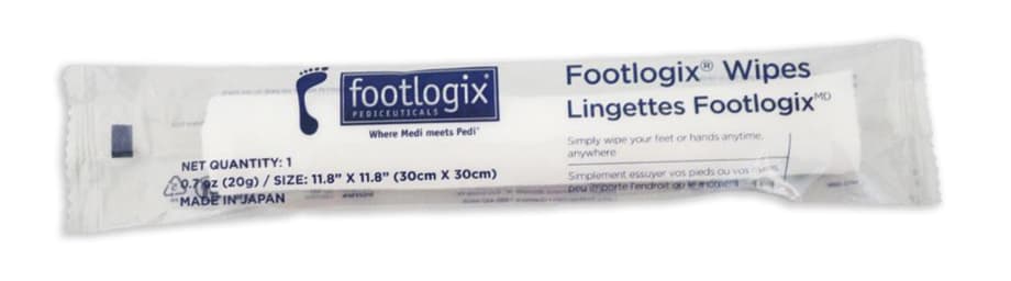 Use Footlogix Cleansing Wipes Before Waterless Services