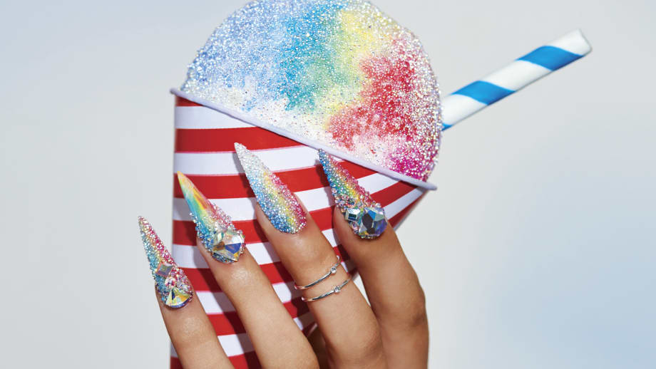 Summer Bling Nails: Swarovski Snow Cone Nail Tutorial