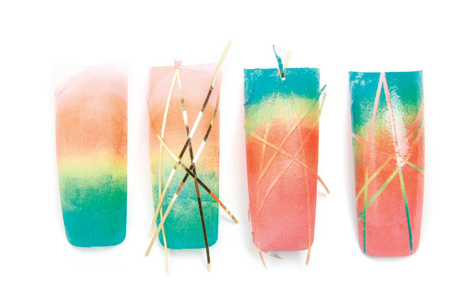 Nail Art Studio: Orange and Teal Ombre