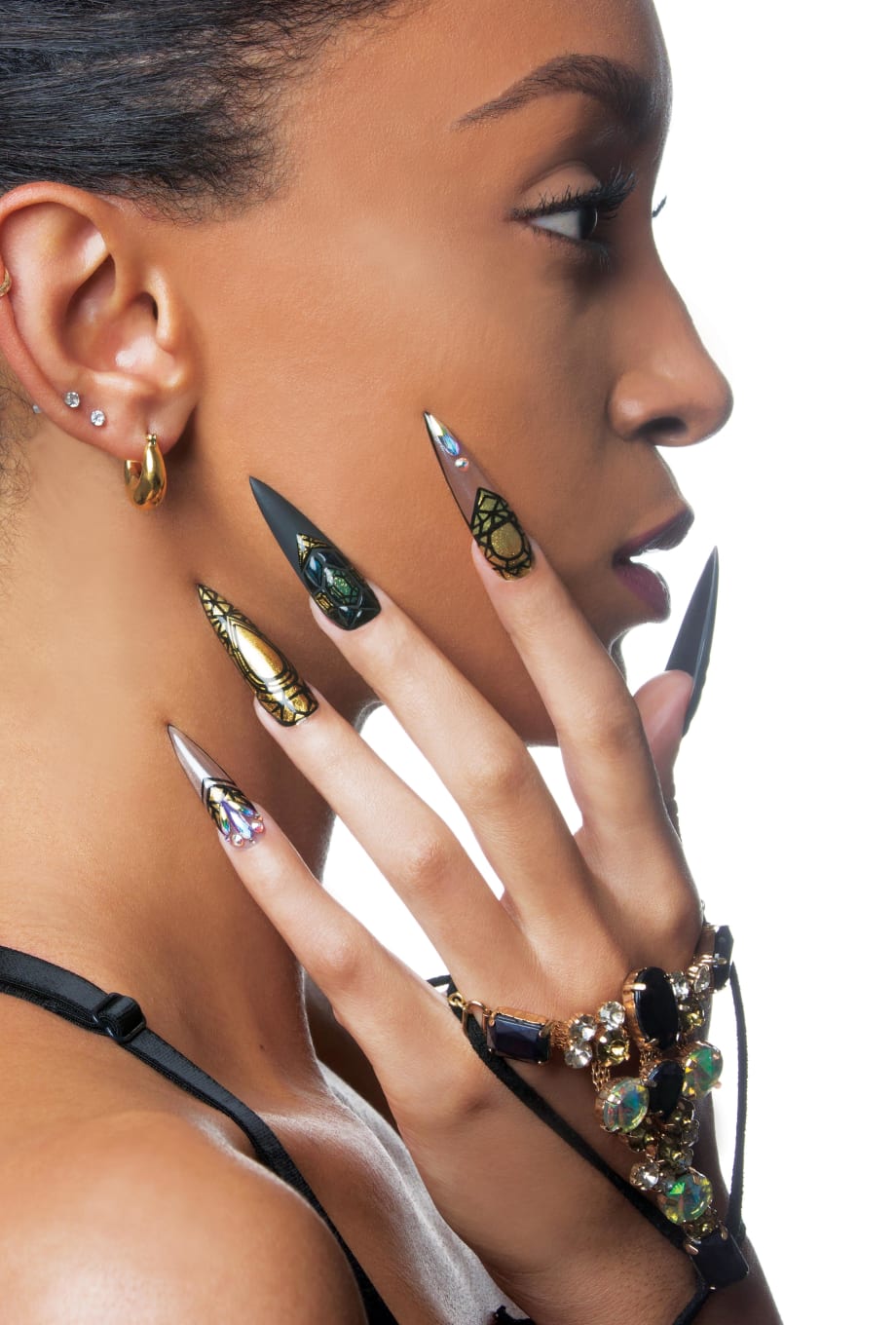 Behind the Scenes: Gothic Gold Acrylic Nails