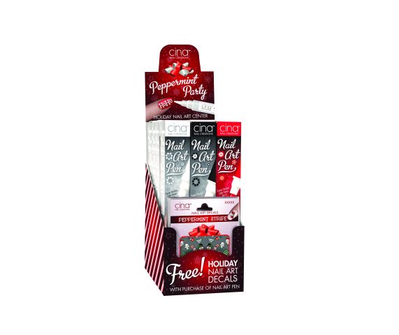 Peppermint Party Nail Art Pens and Holiday Decals