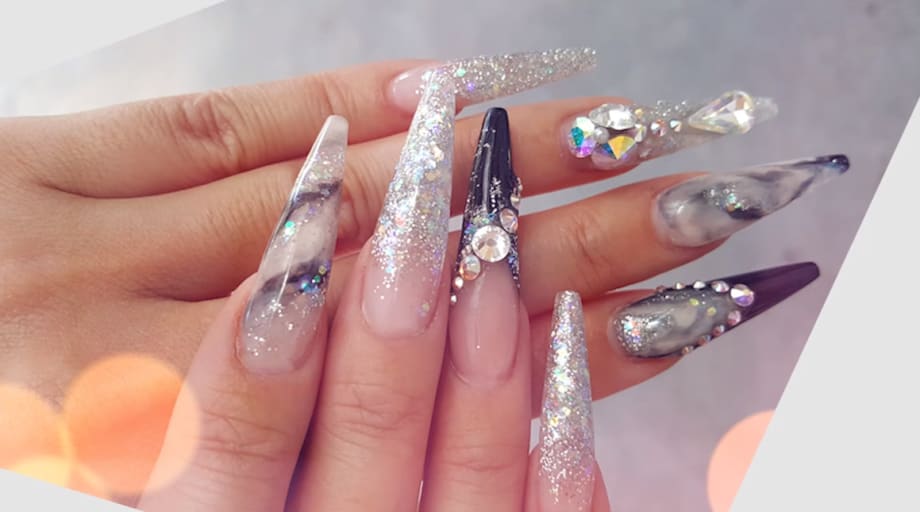 Acrylic Glitter Nails Tutorial [English and Vietnamese]