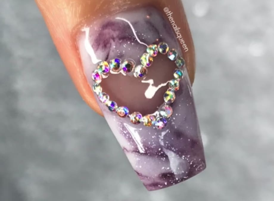 Acrylic Valentine's Day Heart Nail Design