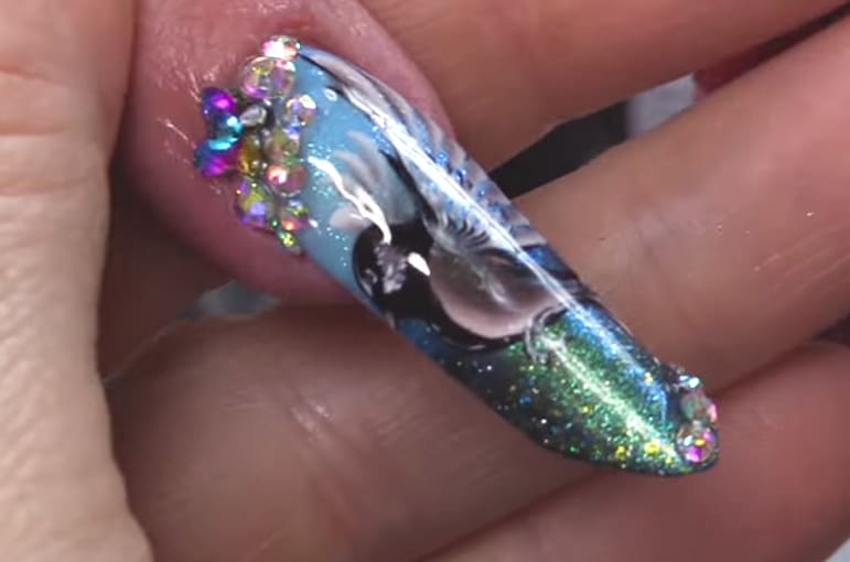 Hand-painted One Stroke Bird Nail