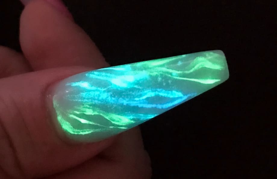 Glow-in-the-Dark Marbled Nails