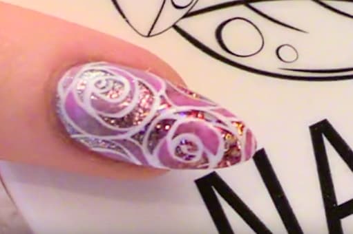 Create a Stencil Flower Nail With Water Colors and Acrylic Paint