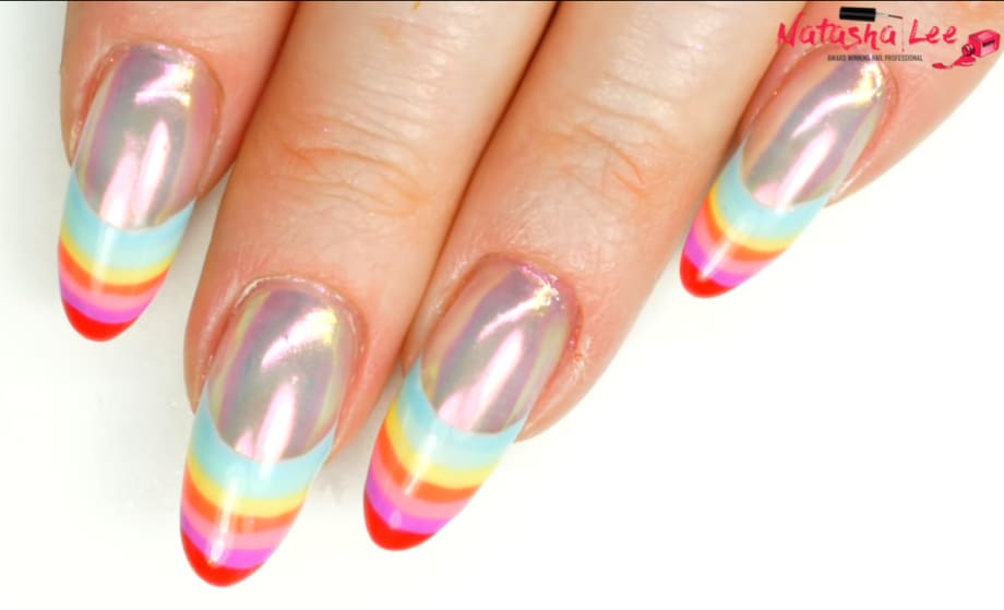 Rainbow French Tip Nail Art