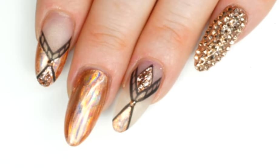 Rose Gold Geometric Nails Tutorial