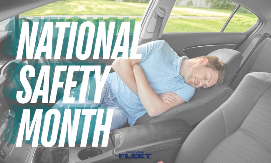 Driver resting in a vehicle seat, illustrating the dangers of fatigue and the importance of driver wellness, rest, and alertness for safe fleet and roadway operations.