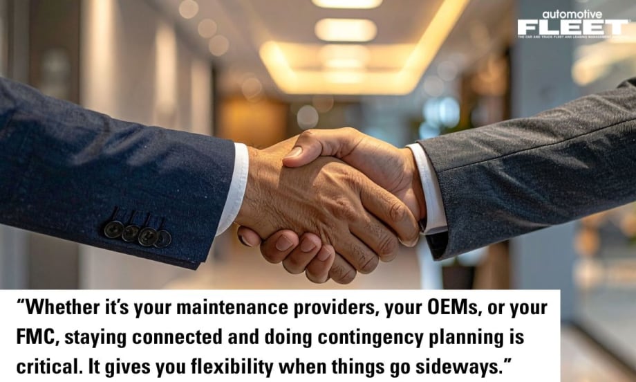 Handshake symbolizing strong fleet partnerships and collaboration with vendors, OEMs, and service providers.