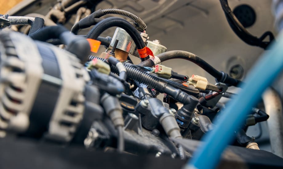 Up close image of an engine.