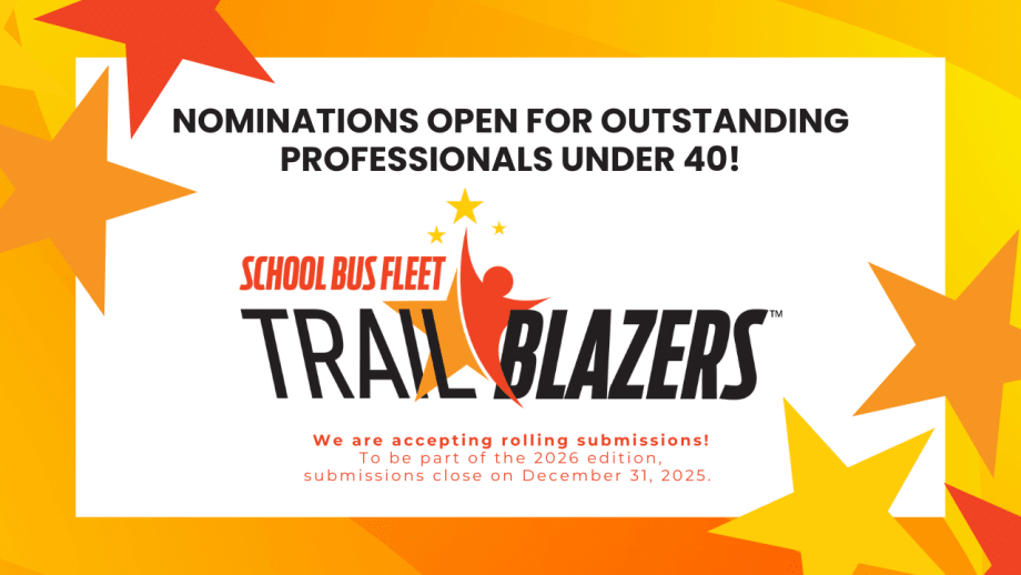A red, orange, yellow and white graphic with stars announcing nominations are open for SBF Trailblazer awards.
