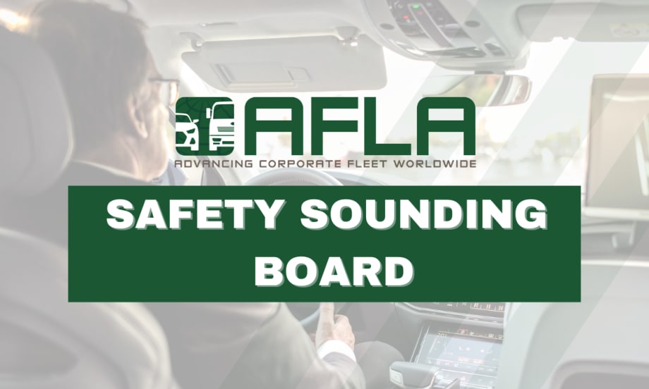 A white and dark green graphic with an AFLA logo and text that reads "Safety Sounding Board"