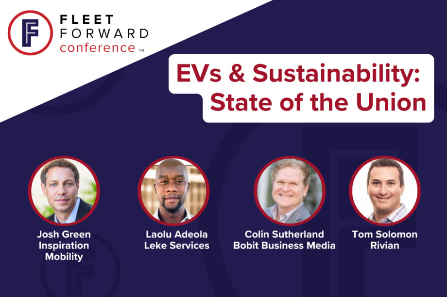 A red, white, and blue graphic announcing the FFC seminar, "EVs & Sustainability: State of the Union" and the panelists.