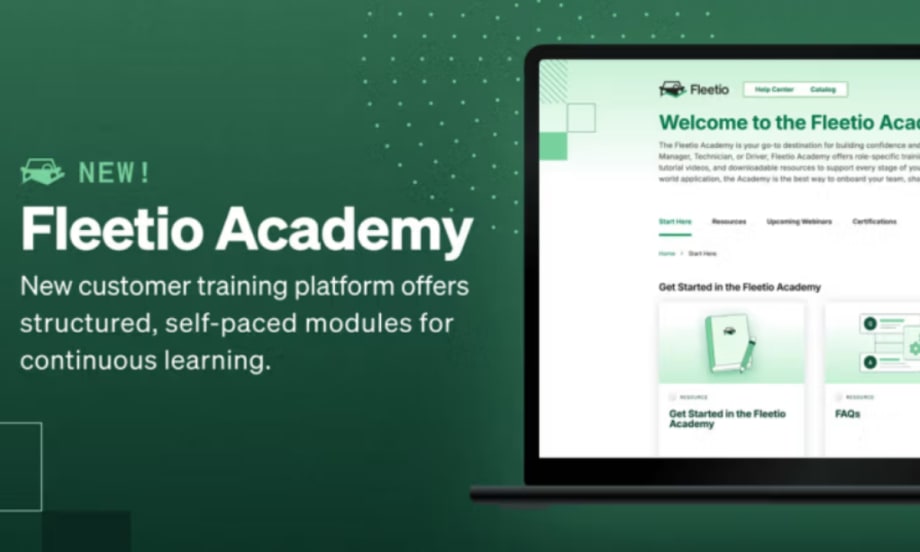 A green and white Fleetio Academy graphic.