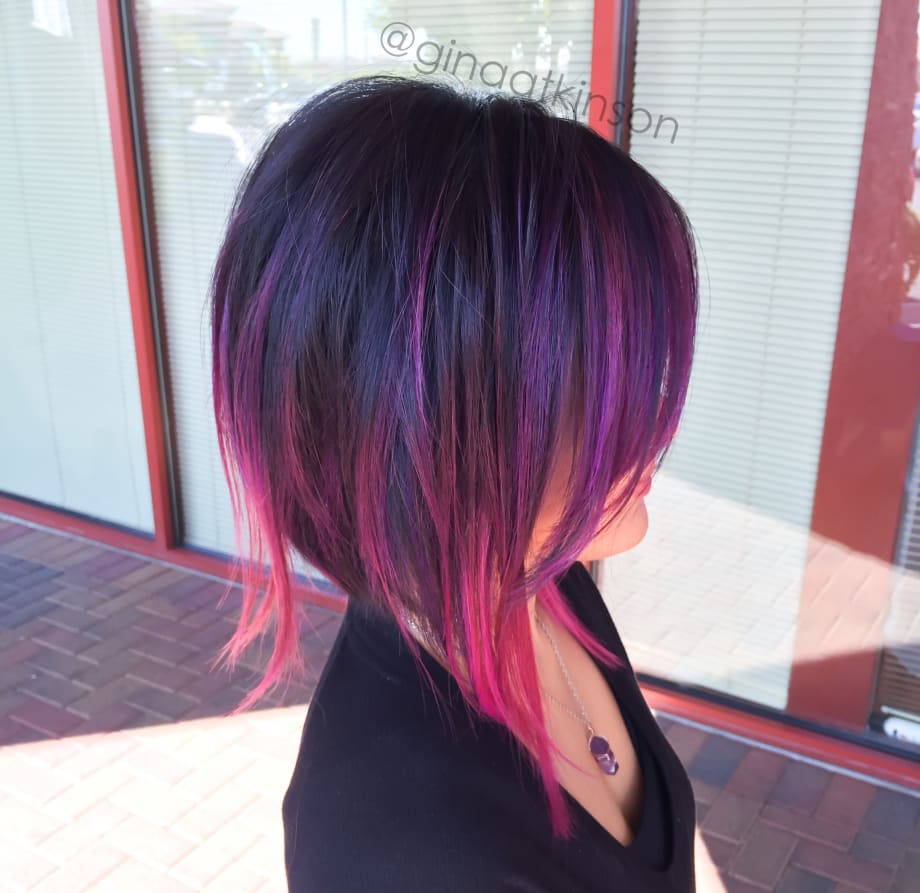 HOW-TO: Purple & Wild Orchid Highlights on a Disconnected A-Line Haircut