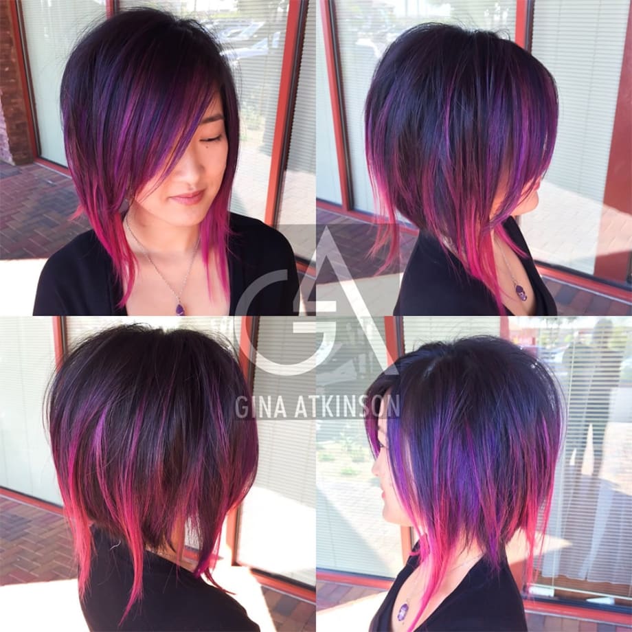 HOW-TO: Purple & Wild Orchid Highlights on a Disconnected A-Line Haircut