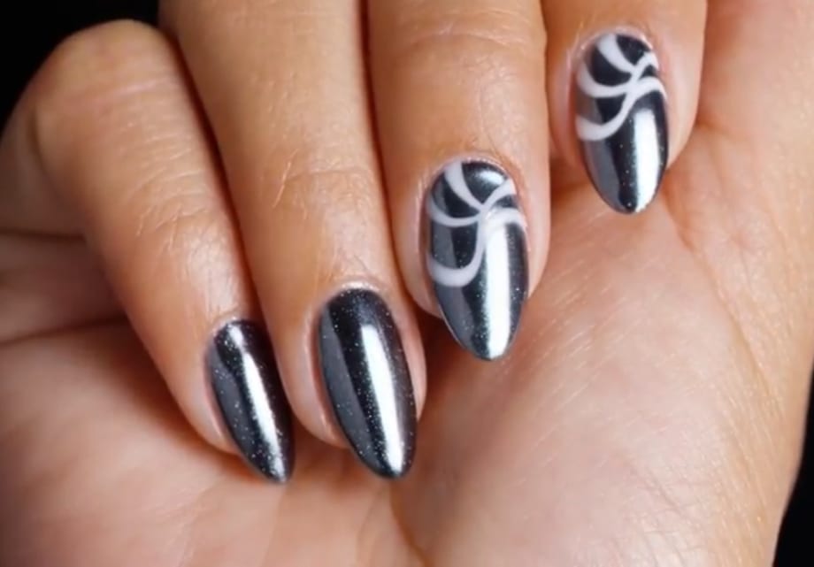 OPI Chrome Effects Portuguese Streets Nail Art