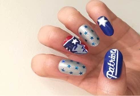 SUPER BOWL NAIL ART: Go New England Patriots!
