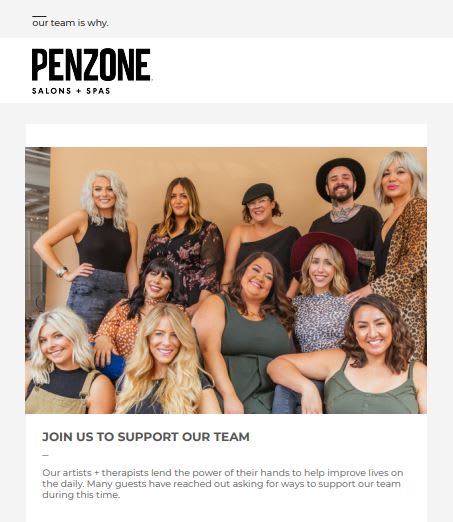 STAMP 2020: PENZONE Salons + Spa's COVID-19 Client Communications
