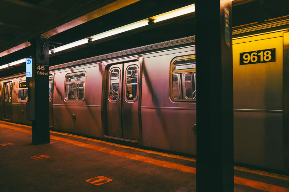 A subway train stopped at the 48th Street platform in Manhattan.