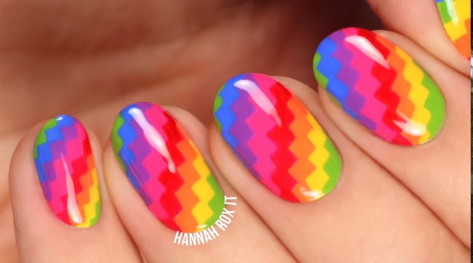 Pixelated Rainbow Nail Art Tutorial