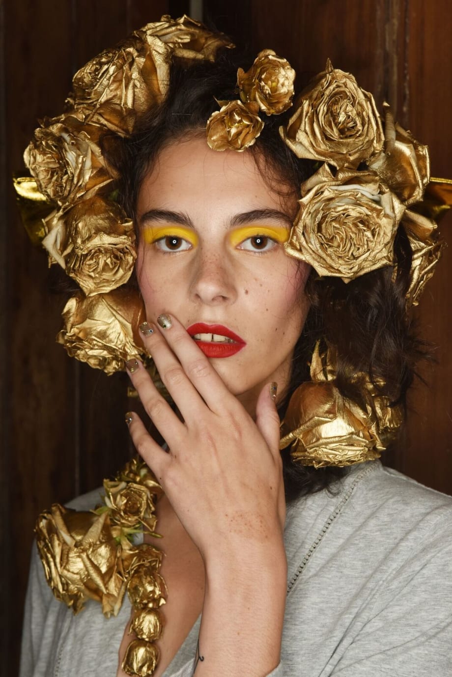 NYFW: Art Deco Metallic Manicures with Crystal Appliqués by Morgan Taylor at Rodarte SS '19