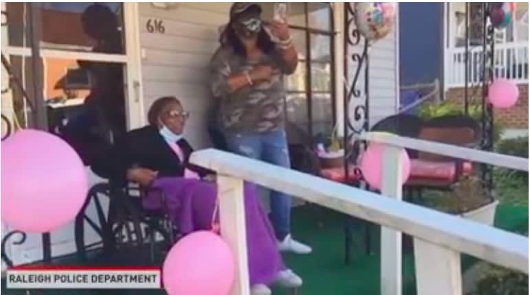 Raleigh Police, Firefighters Susprise Woman on 103rd Birthday