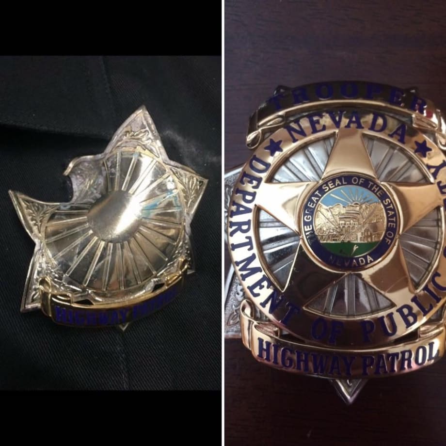 NV Trooper Shot in Badge During Foot Pursuit