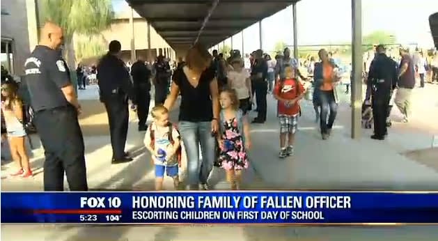 Video: Phoenix First Responders Escort Fallen Officer's Children to School