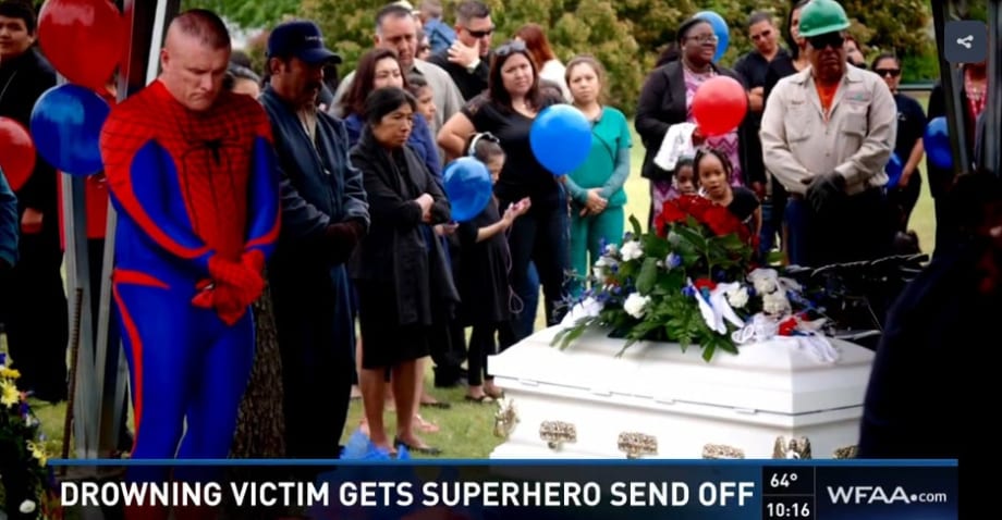Video: Officer Dons Superhero Costume at Boy's Funeral
