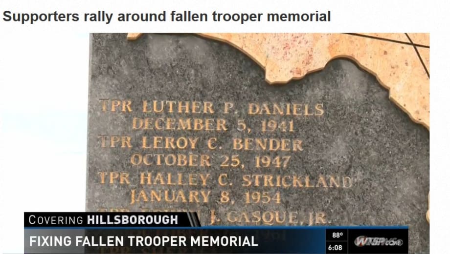 Video: LE Supporters Work to Fix Florida Trooper Memorial