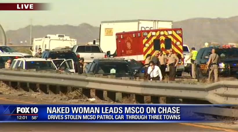 Video: Naked Woman Crashes Stolen AZ Sheriff's Truck After Pursuit