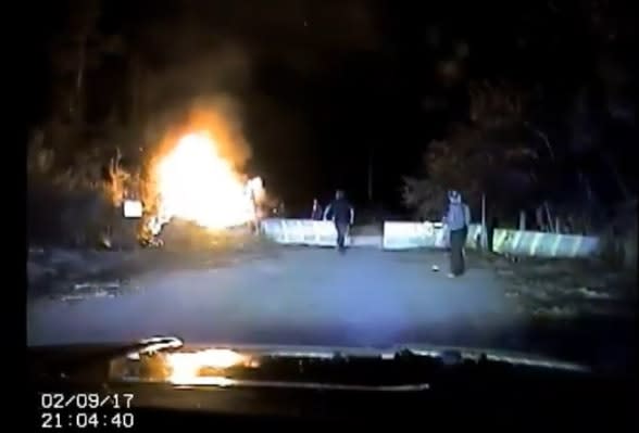 Video: FL Officers Rescue Injured Driver as Crashed Car Explodes