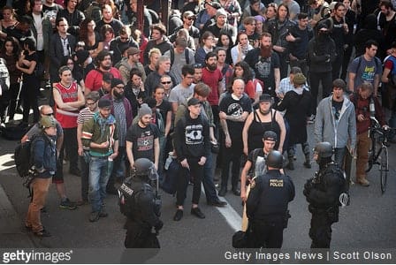 Police Prevent Violence Between Dueling OR Rallies