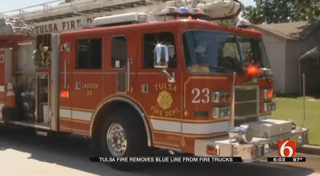 Video: Fire Chief Removing Thin Blue Line Stripe from Tulsa Fire Trucks