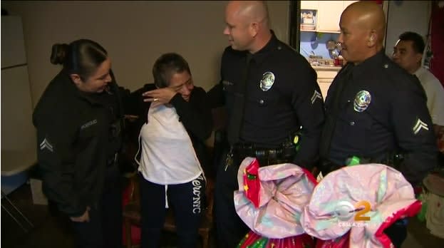 Video: LAPD Officers Help Family Struggling With Illness Celebrate Christmas Early