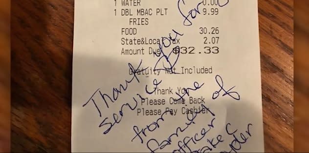 Video: Family of Slain MO Officer Buys Meal for IL Cops