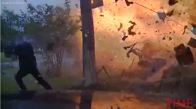 Video: Texas Officer Nearly Caught in Fiery House Explosion