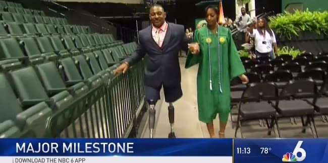 Video: Florida Major Who Lost Both Legs Walks at Daughter's Graduation