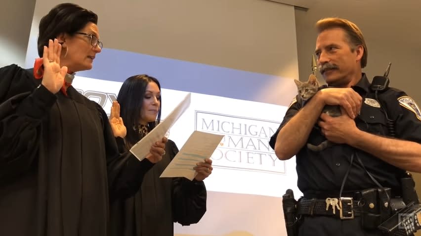 Video: Michigan Police Department Swears in Cat as Officer